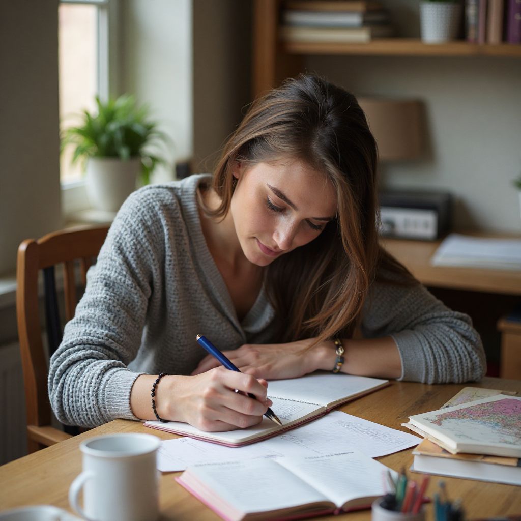 Persoană notând într-un jurnal
