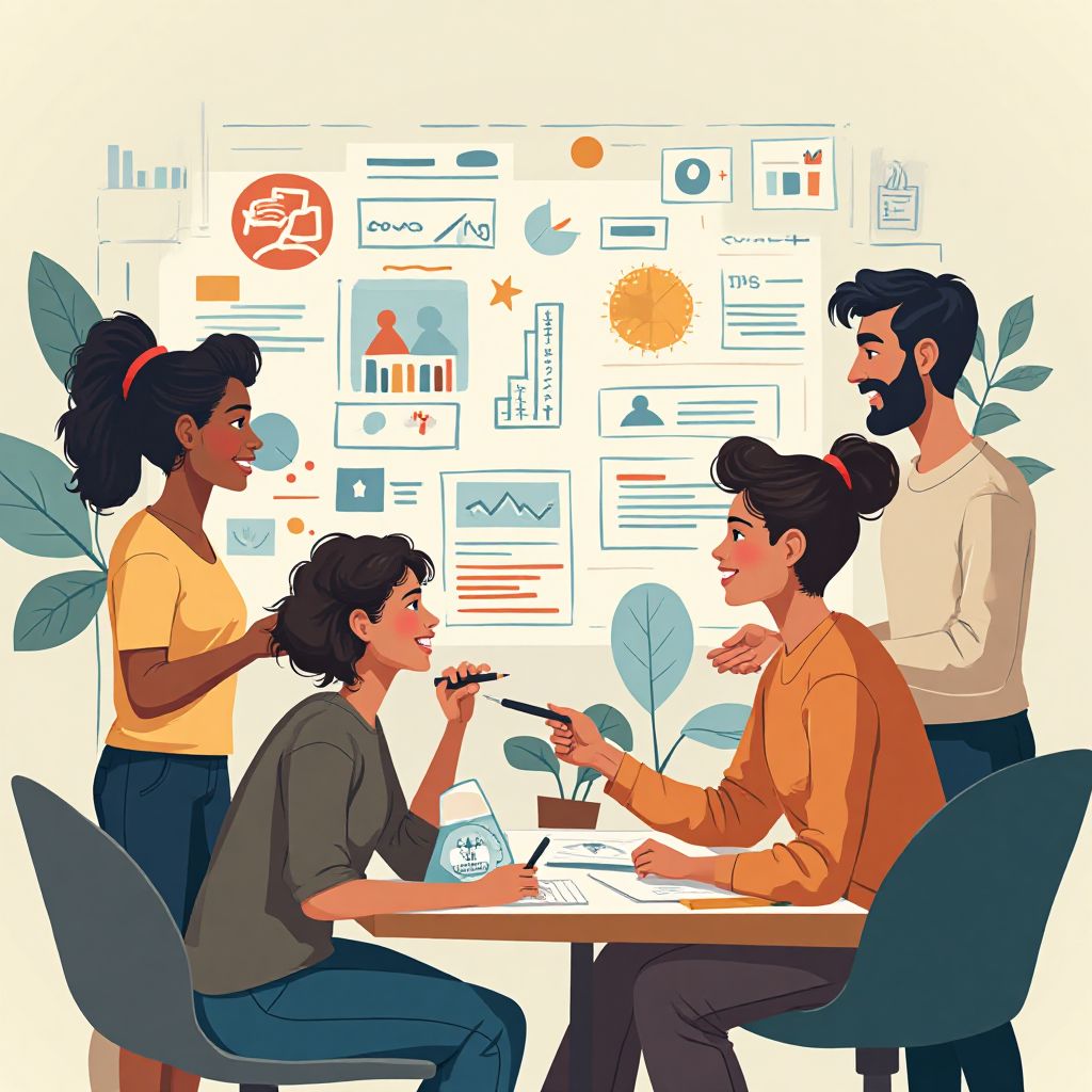 Grup de persoane colaborând